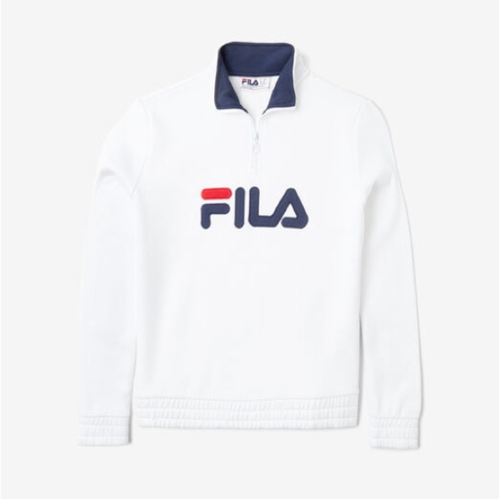 Fila Greer 1/4 Zip White Crewneck M - Flawed
